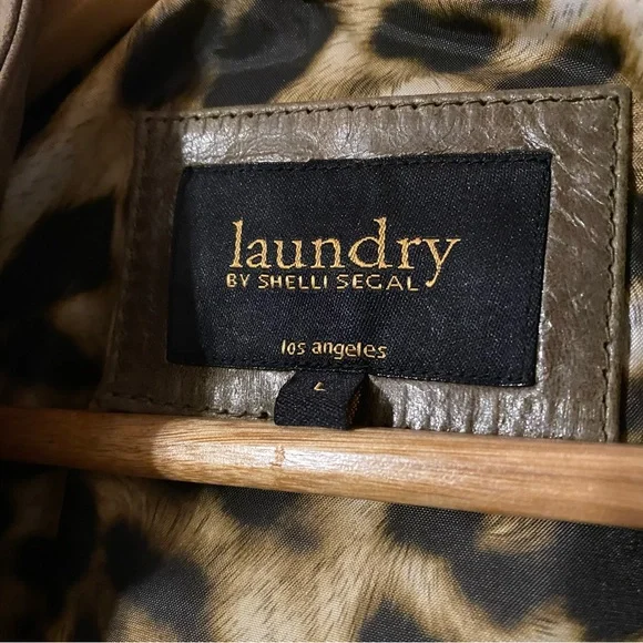 Olive Leather Jacket - Laundry by Shelli Segal - Picture 5 of 8